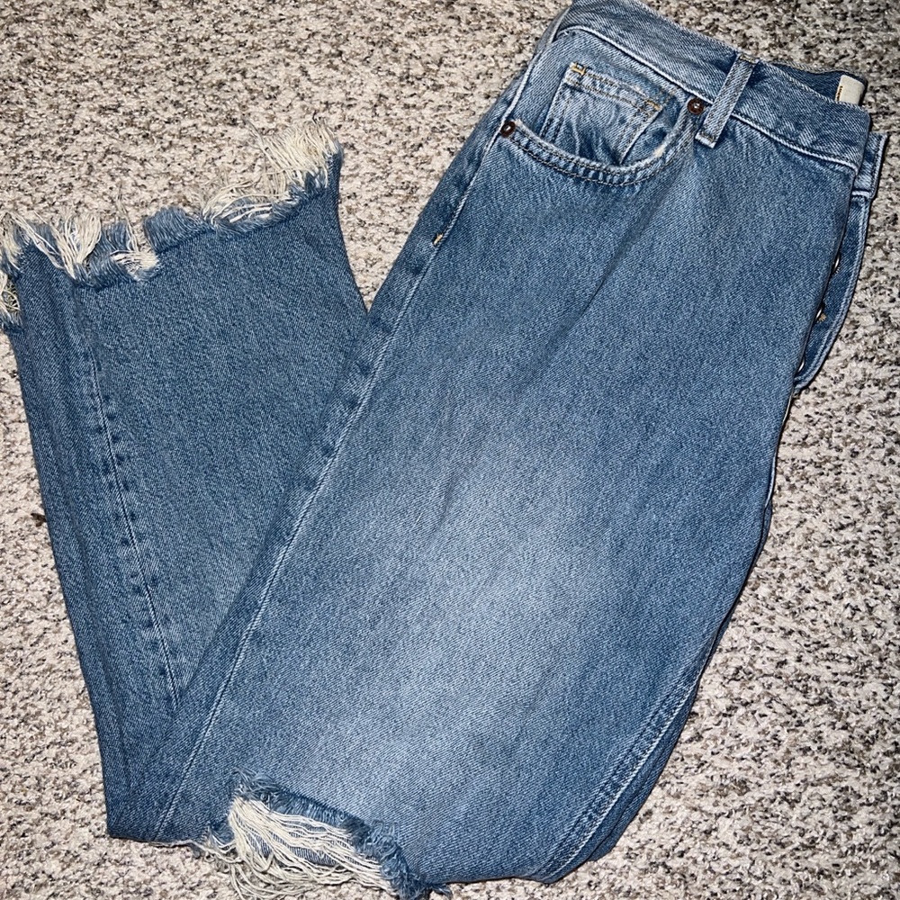 We The Free - Free People Distressed Blue Ankle Jeans